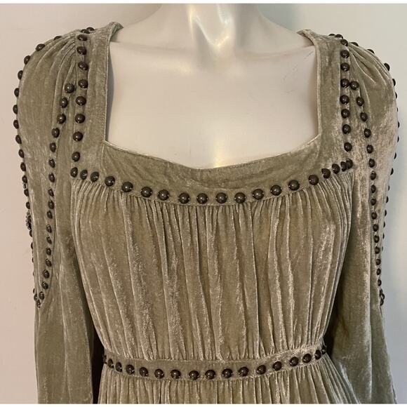 Double D Ranch Velvet Blessing Dress NWT XL Conchos Studs Greystone Sage Green - Picture 9 of 15